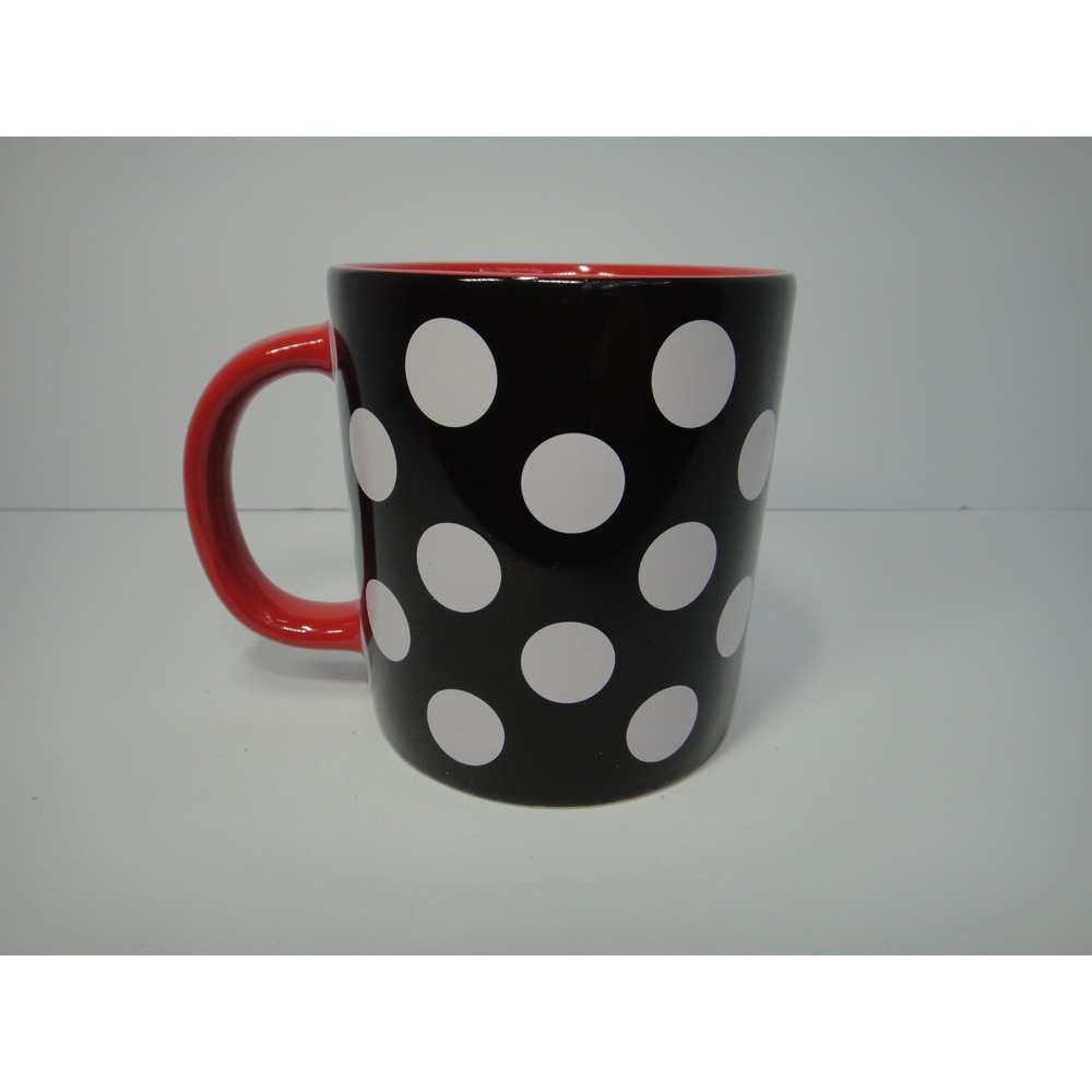 Disney Parks Minnie Mouse Black Polka Dot Ceramic Coffee Mug 3D Red Bow 4in - Picture 5 of 7